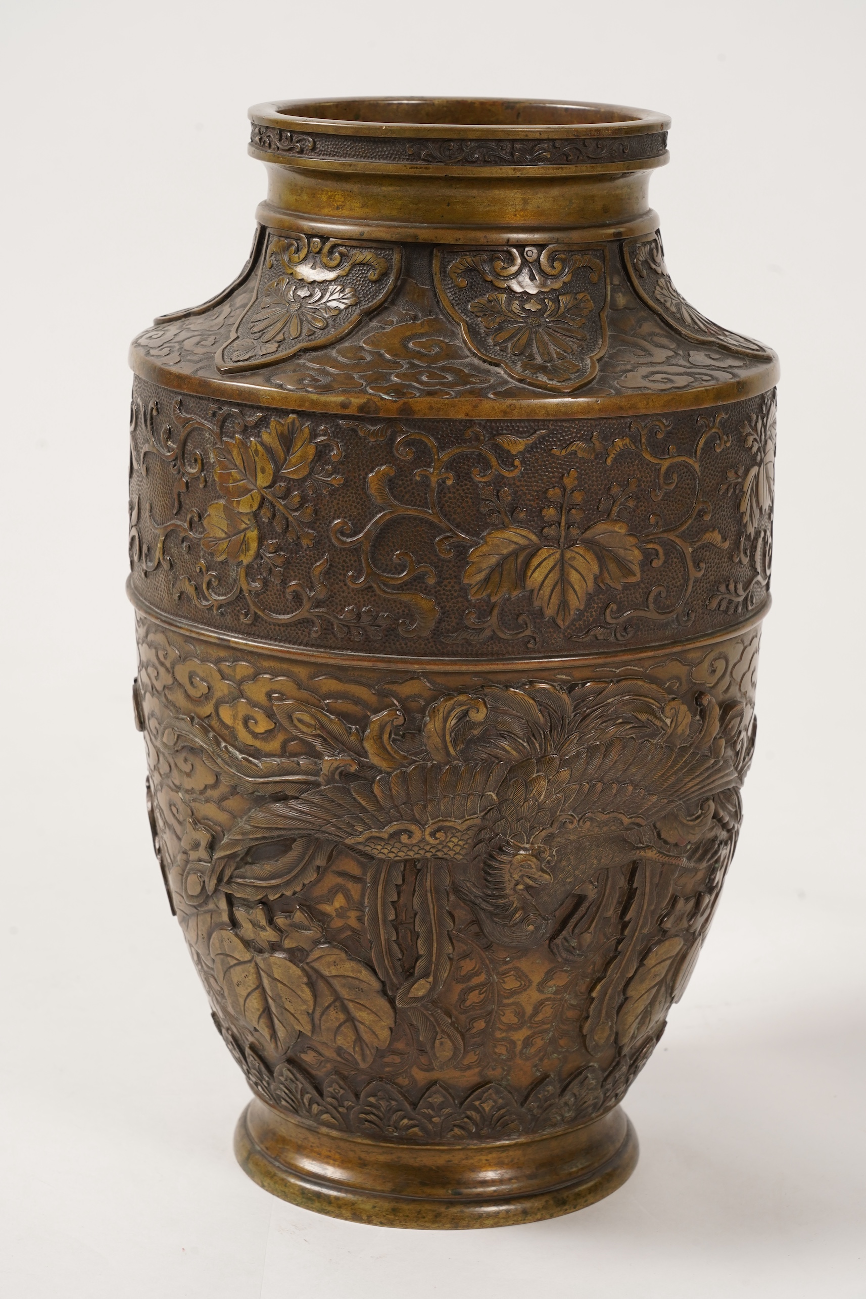 A Japanese bronze vase, late 19th century